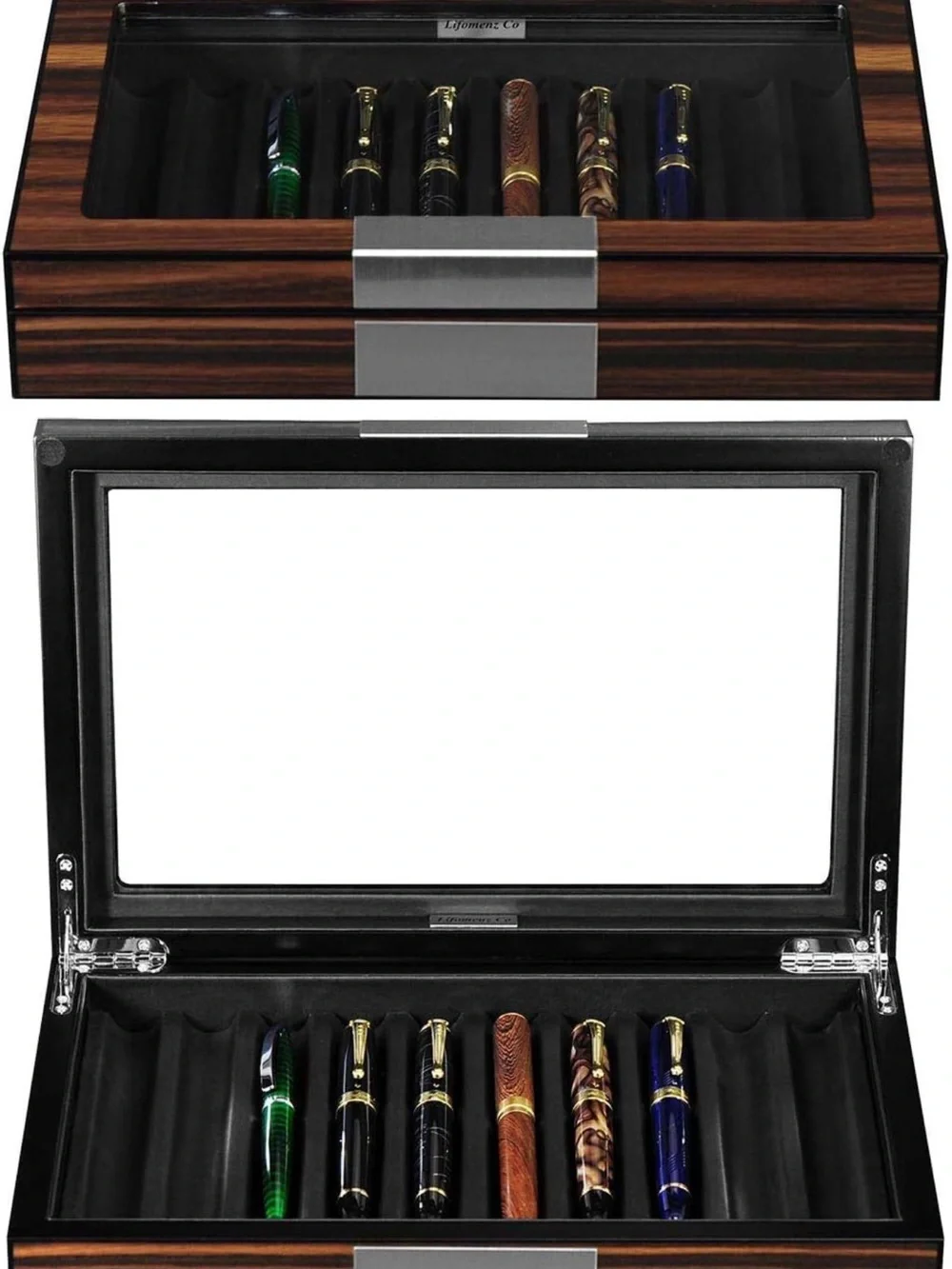 Wood Pen Organizer with glass lid